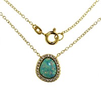 Beautiful Green Opal & White Topaz Necklace