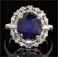 14kt Gold 6.93 ct Oval Sapphire & Diamond Ring