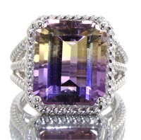 Emerald Cut 13.50 ct Amertrine Designer Ring