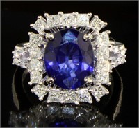 14kt Gold 6.42 ct Oval Sapphire & Diamond Ring