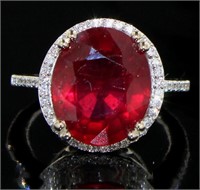 14kt Gold 9.29 ct Oval Ruby & Diamond Ring