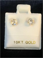 10K White Gold Genuine White Topaz Stud Earrings