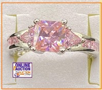 Pink Square Sapphire Solitaire Size 7 2CT