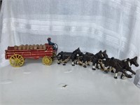 Contemporary Cast Metal Horse Drawn Wagon