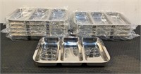 (10) 3 Compartment Stainless Steel Trays