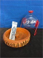 Vintage Wooden Nut Bowl & Snack Holder