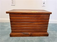 PINE STAINED SHIP LAP TOY CHEST