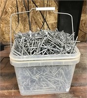 Pail of 3 1/2 inch  galvanized nails