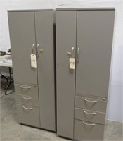 Lot - 2 Metal storage cabinets w/ keys