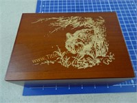 Decorative Wood Carved Wolf Box With Natural
