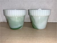 2 Green Slag Glass Cups