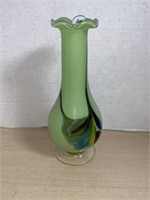 Green Glass Swirl Vase