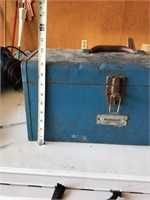 blue tool box and contents