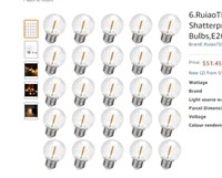 6.RuiaoTD G45 LED String Light Bulbs,1W Plastic St