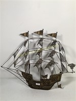 Mid Century Metal Spanish Galleon wall sculpture