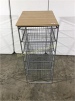 Metal basket storage shelf, 6 drawers