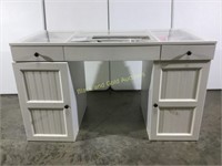 See through top sewing desk with storage cabinets