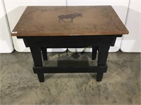 Hand painted custom work table with Moose