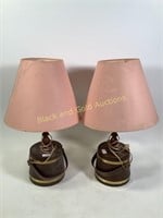 Pair of ice bucket lamps with pink shades