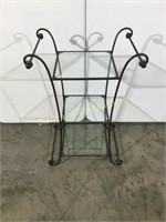 Metal plant stand with 3 glass shelves