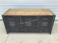 Industrial 3 drawer metal bench with wooden top