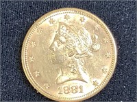 1881 10$ Gold Eagle Uncirculated Full Luster