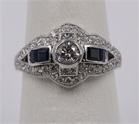 Platinum ladies diamond & Sapphire ring