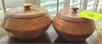 JIM CREWS 2PC CARVED EXOTIC WOOD WOODEN BOWLS