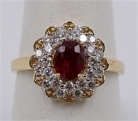 18K yellow gold ruby & diamond ring