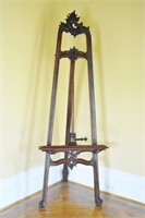 Antique Carved Mahogany Gallery Easel