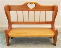 SMALL WOODEN HEART DOLL BENCH