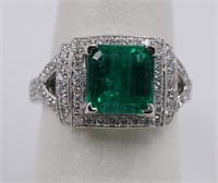 Platinum Emerald & Diamond ring