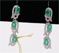 14K Gold emerald & Diamond Earrings