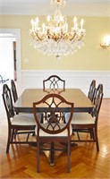 Regency Dining Table & 6 Hepplewhite Style Chairs