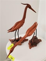 2 PC CARVED BIRDS BY GEORGE AND REBA BROOKS