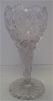 9" Tall Cut Glass Vase