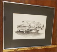 Signed Classic Car Etching