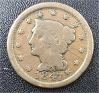 1847 Liberty Head Large Cent Coin