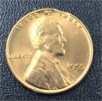 1955-S Lincoln Wheat Cent Penny Coin error - clipp