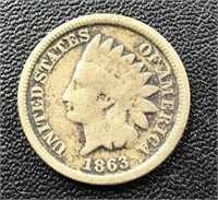1863 Copper Nickel Indian Head Penny Coin