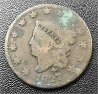 1827 Coronet Liberty Head Large Cent Coin
