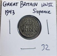 1943 Great Britain WWII Six Pence