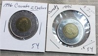 2-1996 Canada $2.00 Coins