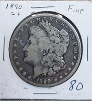 1890CC Morgan Dollar F