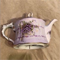 lavender porcelain musical tea-pot with roses