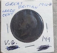 1912H Great Britain Large One Cent VG