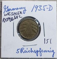 1935D Germany 5 Reichpfenning