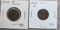 2-1936D  Wheat Cents