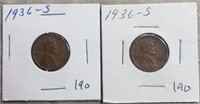 2-1936S  Wheat Cents