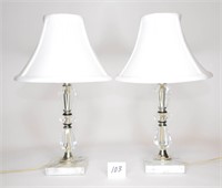 Matching Pair of Marble Base Lamps with Shades